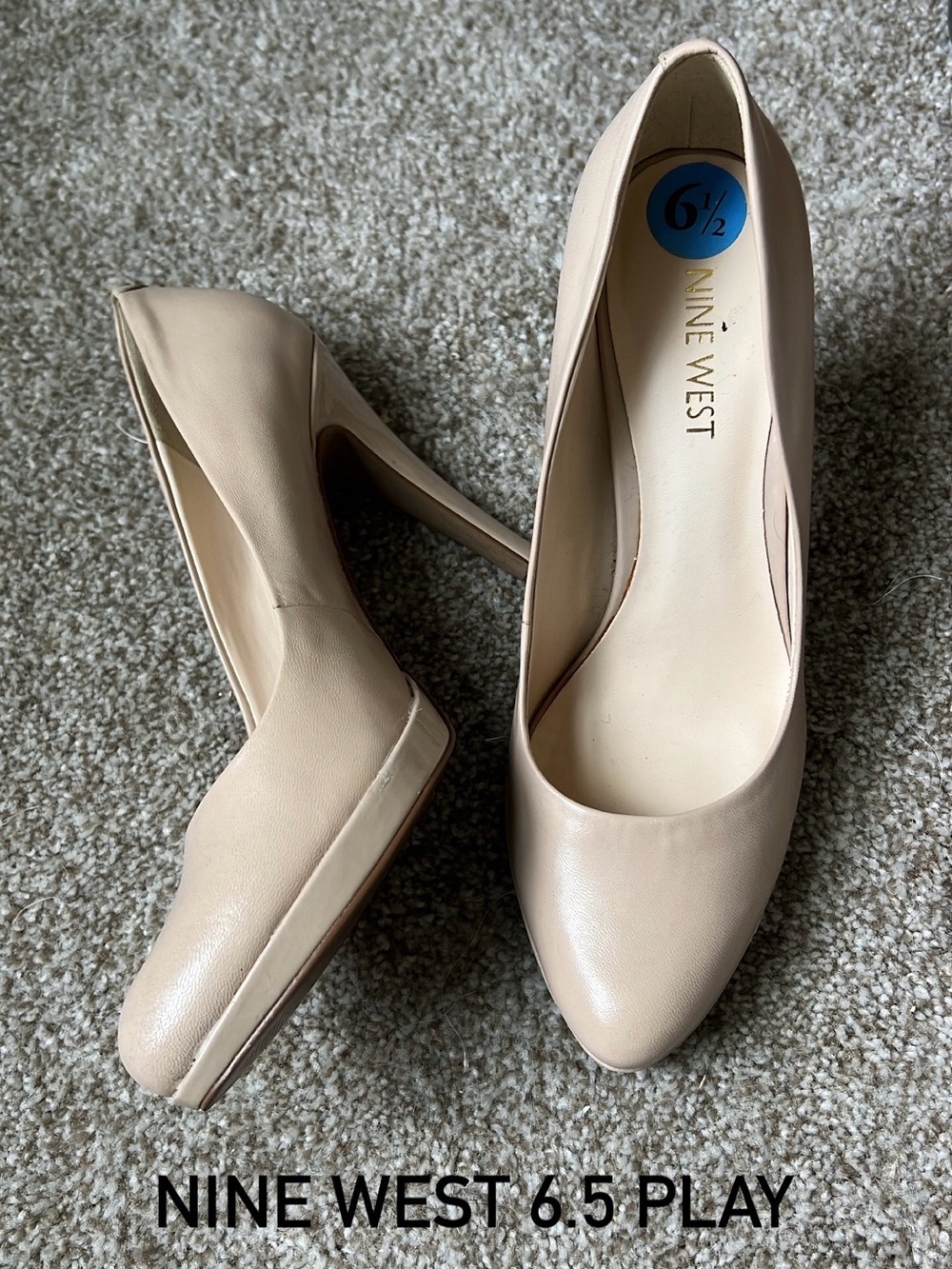 Nine West Beige Leather Pointed-Toe Pumps